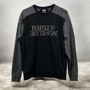 Harley-Davidson Men's Black and Gray Crewneck Sweater